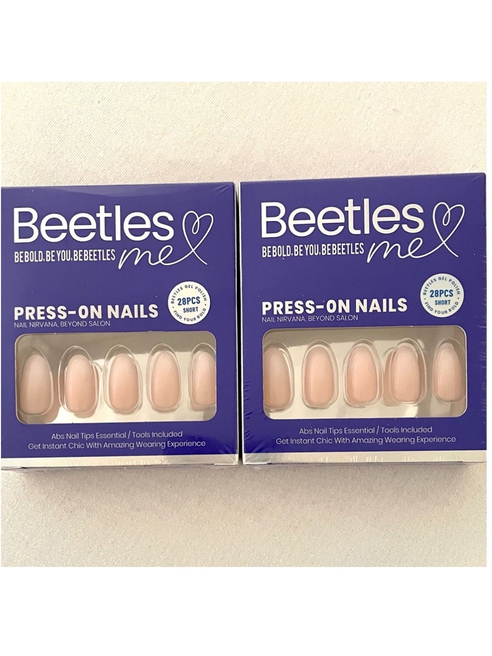 Beetles Press-On Nails 28 PCs Oval Shaped Gradient Color with Glue - 2 PACK